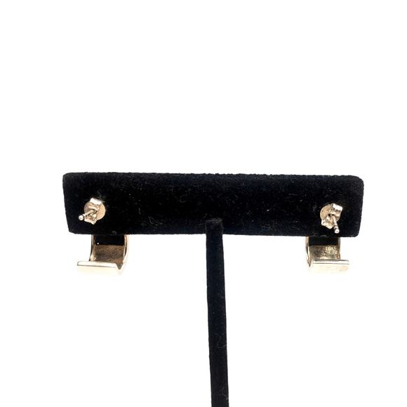 Sterling Silver Onyx & Mother of Pearl Marcasite Hoop Earrings 925 - Picture 3 of 11